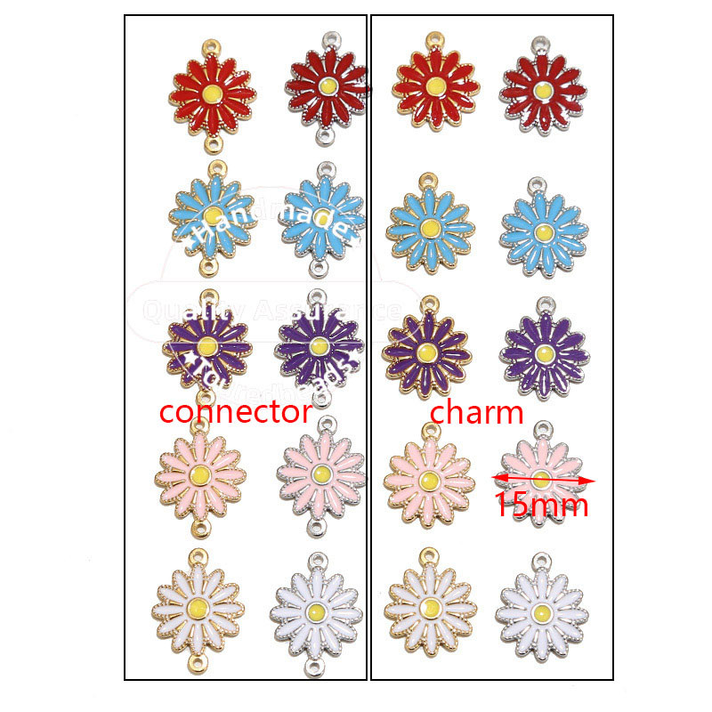 5 komada nehrđajućeg čelika emajl plavo bijelo ružičasto suncokret šarm privjesci za ogrlicu zlatna tratinčica DIY narukvica konektori nalazi