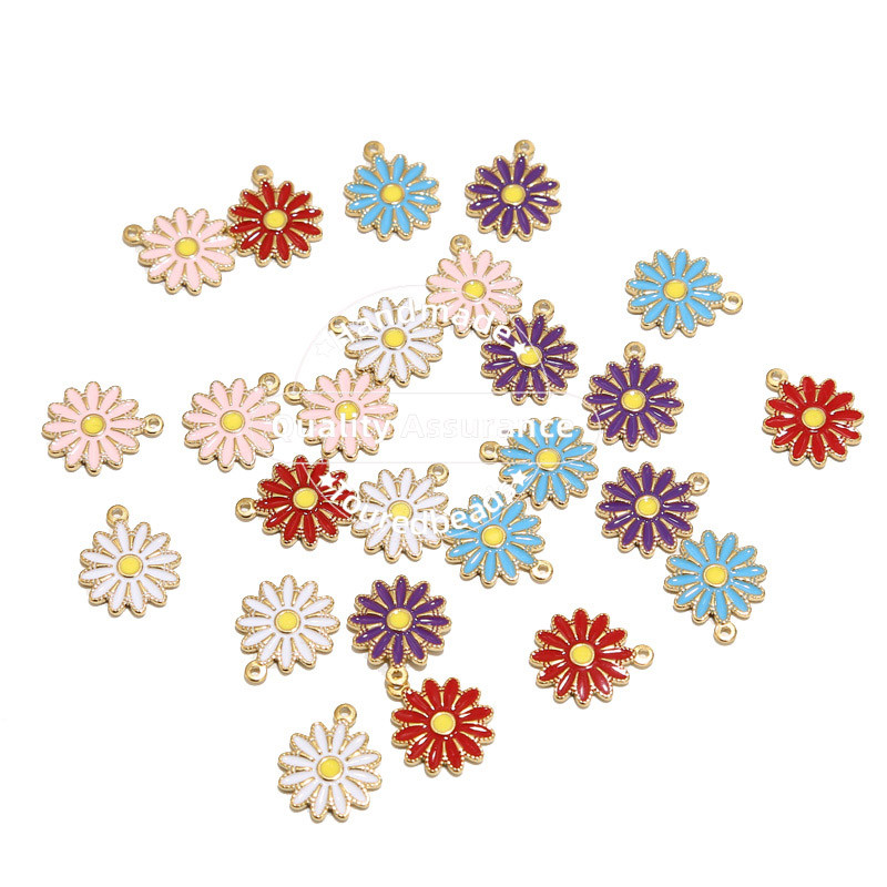 5 komada nehrđajućeg čelika emajl plavo bijelo ružičasto suncokret šarm privjesci za ogrlicu zlatna tratinčica DIY narukvica konektori nalazi