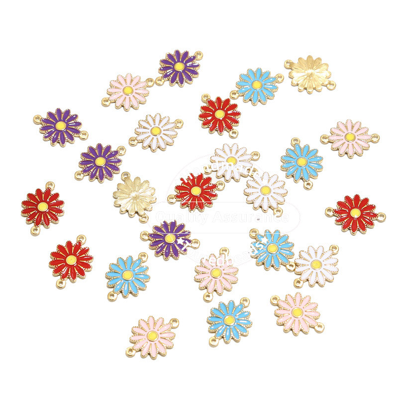 5 komada nehrđajućeg čelika emajl plavo bijelo ružičasto suncokret šarm privjesci za ogrlicu zlatna tratinčica DIY narukvica konektori nalazi