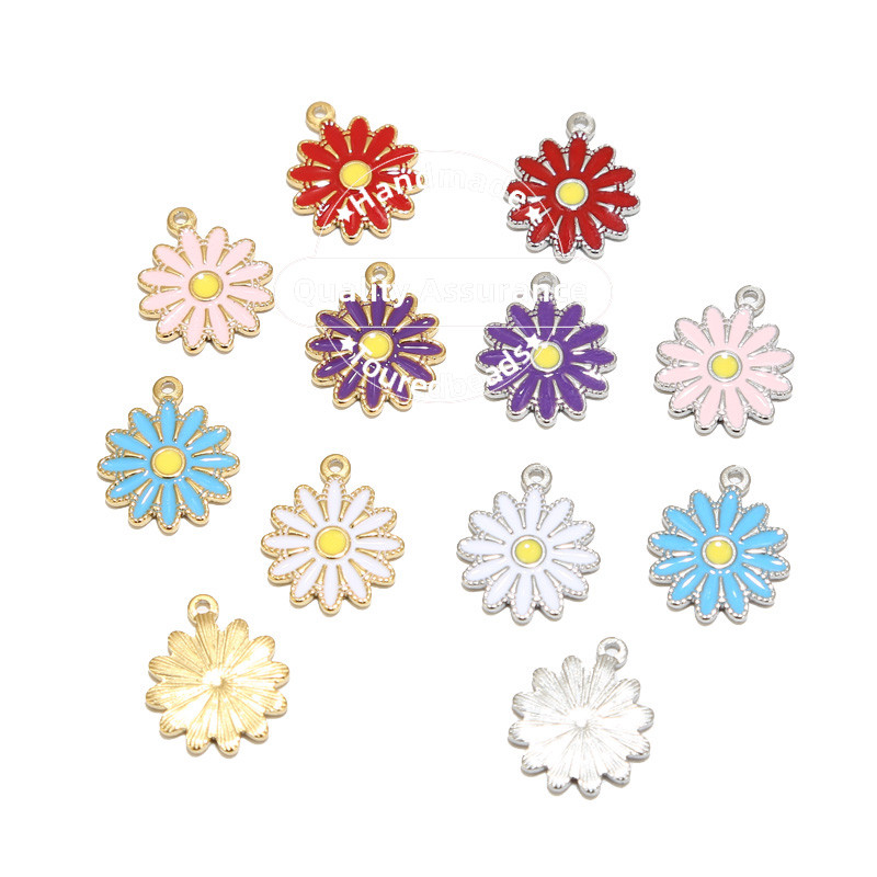 5 komada nehrđajućeg čelika emajl plavo bijelo ružičasto suncokret šarm privjesci za ogrlicu zlatna tratinčica DIY narukvica konektori nalazi