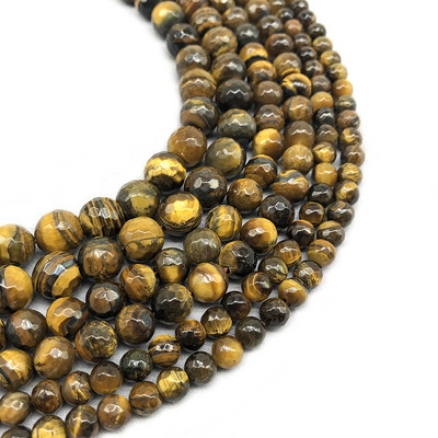 Prirodno fasetirano žuto tigrovo oko kamen okrugle labave perle za izradu nakita DIY narukvica ogrlica 6 8 10 MM Veličina 15"