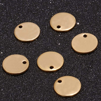80 бр. 304 неръждаема стомана с плосък кръгъл кръг Празен етикет за щамповане Висулки Талисмани 6 мм/8 мм/10 мм за изработка на бижута Цвят на златна стомана