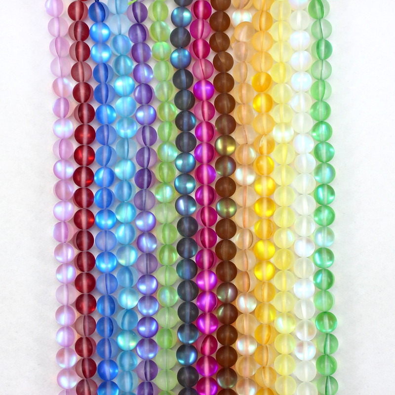 Višebojni mat mjesečev kamen, austrijsko kristalno staklo, okrugle labave perle 6/8/10/12 mm 15 inča za izradu nakita, DIY, ogrlica, narukvica