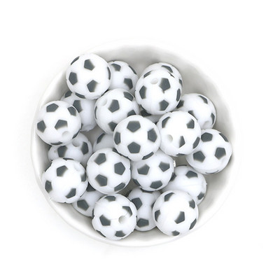10Pcs Food Grade 15MM Nogometne silikonske perle Nogometne bez BPA za kopče za dudu DIY igračke za zubiće Pokloni Silikonska perla