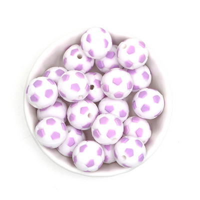 10Pcs Food Grade 15MM Nogometne silikonske perle Nogometne bez BPA za kopče za dudu DIY igračke za zubiće Pokloni Silikonska perla