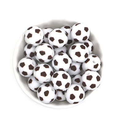 10Pcs Food Grade 15MM Nogometne silikonske perle Nogometne bez BPA za kopče za dudu DIY igračke za zubiće Pokloni Silikonska perla