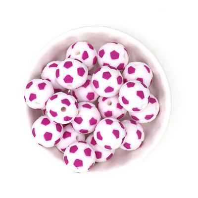 10Pcs Food Grade 15MM Nogometne silikonske perle Nogometne bez BPA za kopče za dudu DIY igračke za zubiće Pokloni Silikonska perla