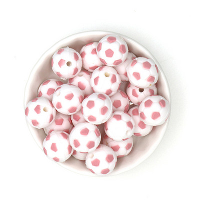 10Pcs Food Grade 15MM Nogometne silikonske perle Nogometne bez BPA za kopče za dudu DIY igračke za zubiće Pokloni Silikonska perla