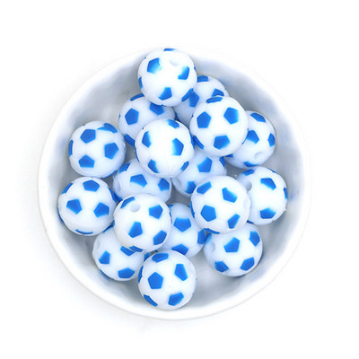 10Pcs Food Grade 15MM Nogometne silikonske perle Nogometne bez BPA za kopče za dudu DIY igračke za zubiće Pokloni Silikonska perla