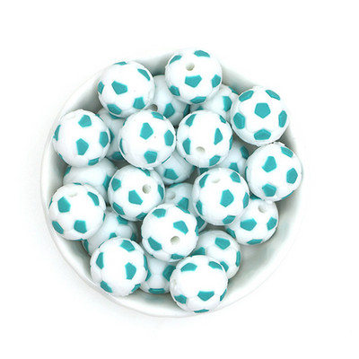 10Pcs Food Grade 15MM Nogometne silikonske perle Nogometne bez BPA za kopče za dudu DIY igračke za zubiće Pokloni Silikonska perla