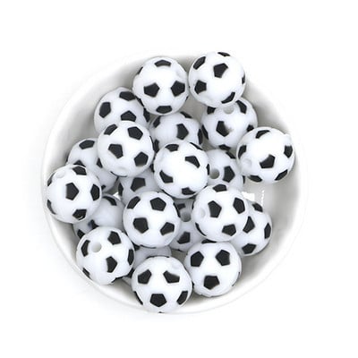 10Pcs Food Grade 15MM Nogometne silikonske perle Nogometne bez BPA za kopče za dudu DIY igračke za zubiće Pokloni Silikonska perla