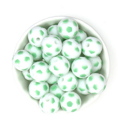 10Pcs Food Grade 15MM Nogometne silikonske perle Nogometne bez BPA za kopče za dudu DIY igračke za zubiće Pokloni Silikonska perla