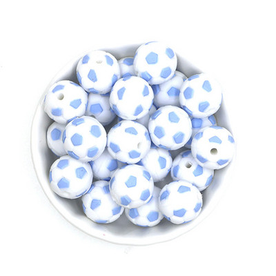 10Pcs Food Grade 15MM Nogometne silikonske perle Nogometne bez BPA za kopče za dudu DIY igračke za zubiće Pokloni Silikonska perla