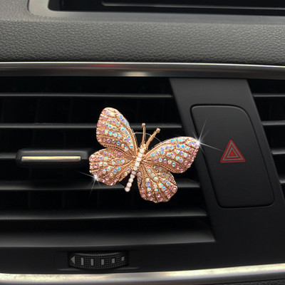 Rhinestone Butterfly Автомобилен парфюм Диамант Цветна пеперуда Автомобилен ароматизатор Парфюм Щипка Авто декорация Аксесоари Интериор