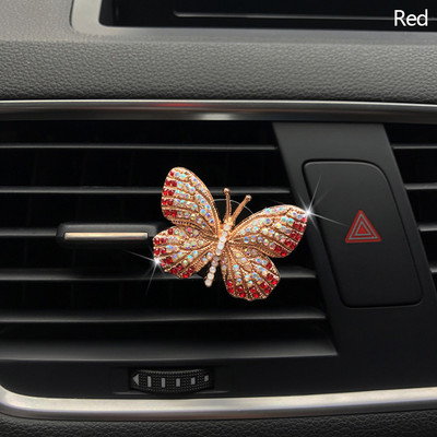 Rhinestone Butterfly autós parfüm gyémánt színes pillangó autós légfrissítő parfüm klip autó dekorációs kiegészítők belső tér