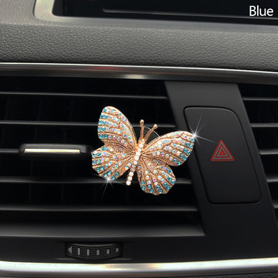Rhinestone Butterfly autós parfüm gyémánt színes pillangó autós légfrissítő parfüm klip autó dekorációs kiegészítők belső tér