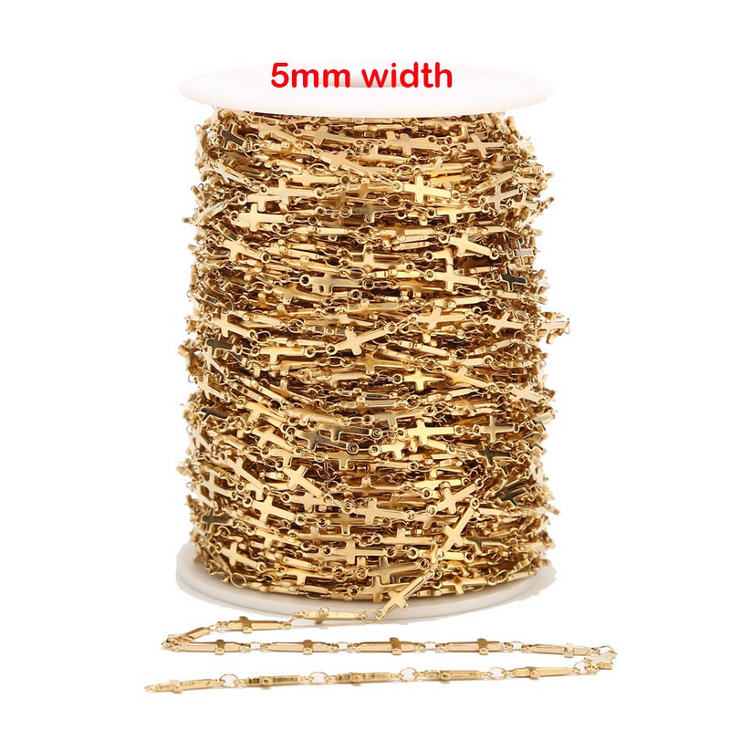 1 metar širine 5 mm od nehrđajućeg čelika Zlatni ukršteni lanac za muškarce Žene Ogrlica Narukvica Izrada gležnjača