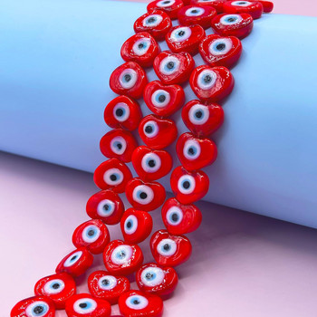 10 бр. 12x14 mm Heart Shape Evil Eye Lampwork Beads Направи си сам аксесоари за бижута Свободен дистанционер Любовно сърце, ръчно изработена висулка от мъниста Lampwork
