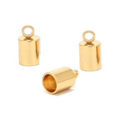 10 komada nehrđajućeg čelika, kožna užad, završna kapa, perla, petlja, bačvasta kopča, zlatna boja 5 mm