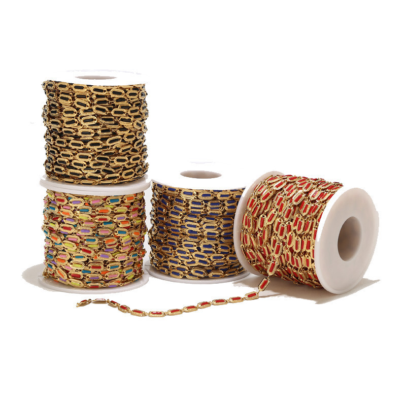 1-metarski lančići od emajlirane šipke od nehrđajućeg čelika Šareni lančići s perlama od emajla pogodni za žene Nalazi za izradu nakita