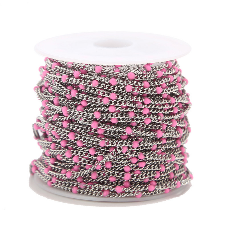 2 metra 2 mm emajlirani nehrđajući čelik plavi/crveni/zeleni/crni/ružičasti/narančasti satelitski lančići kuglasti rubni lanac s kuglicama za izradu nakita