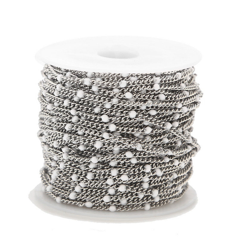 2 metra 2 mm emajlirani nehrđajući čelik plavi/crveni/zeleni/crni/ružičasti/narančasti satelitski lančići kuglasti rubni lanac s kuglicama za izradu nakita