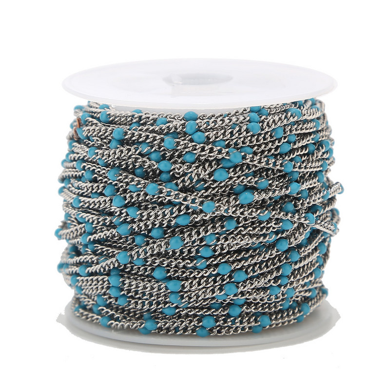 2 metra 2 mm emajlirani nehrđajući čelik plavi/crveni/zeleni/crni/ružičasti/narančasti satelitski lančići kuglasti rubni lanac s kuglicama za izradu nakita