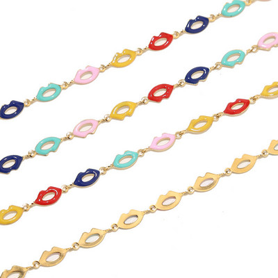 1 metar ne blijede od nehrđajućeg čelika zlatni emajl bubanj za usne šarm lančići za djevojčice Izrada nakita