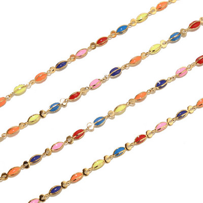 1 metar ne blijede od nehrđajućeg čelika zlatni emajl bubanj za usne šarm lančići za djevojčice Izrada nakita