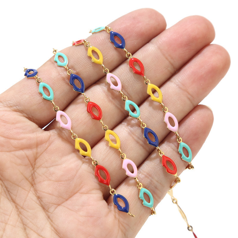 1 metar ne blijede od nehrđajućeg čelika zlatni emajl bubanj za usne šarm lančići za djevojčice Izrada nakita