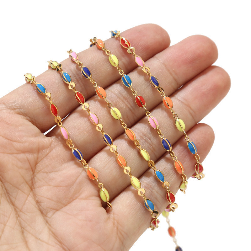 1 metar ne blijede od nehrđajućeg čelika zlatni emajl bubanj za usne šarm lančići za djevojčice Izrada nakita