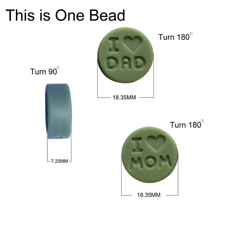 10 kom/Part silikonske perle 18 mm perle volim mamu/tatu DIY kopče za dudu varalica Nakit Ogrlica Dodaci za zube Silikonska grickalica za bebe