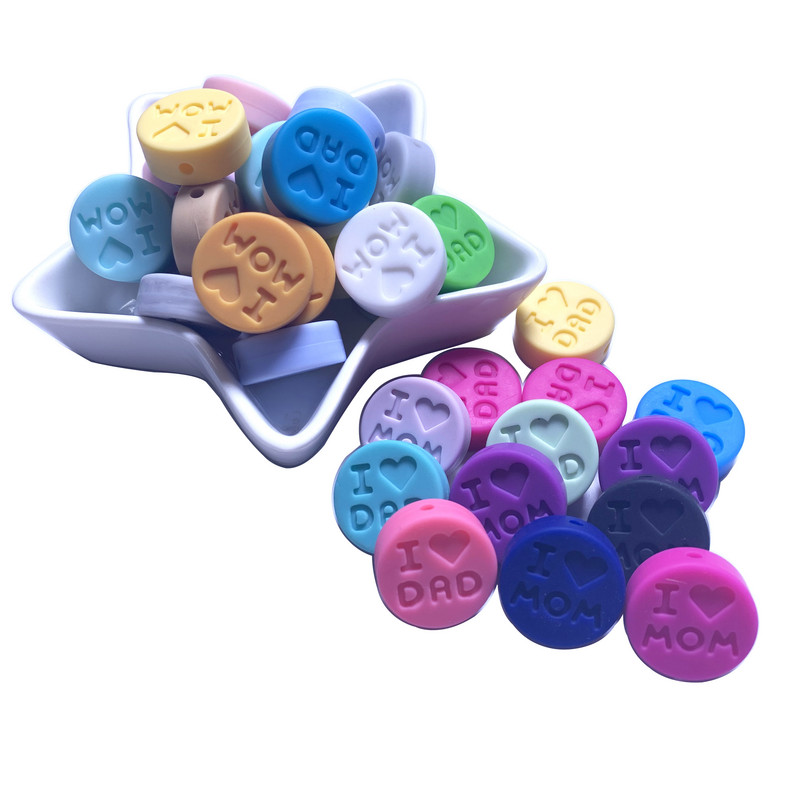 10 kom/Part silikonske perle 18 mm perle volim mamu/tatu DIY kopče za dudu varalica Nakit Ogrlica Dodaci za zube Silikonska grickalica za bebe