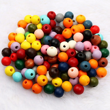 20 цветни мъниста от естествено дърво, топка, дървени свободни дистанционни кръгли мъниста за изработка на бижута Направи си сам, колие, гривна, аксесоари 10/15 мм