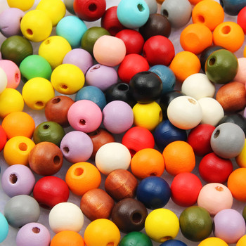 20 цветни мъниста от естествено дърво, топка, дървени свободни дистанционни кръгли мъниста за изработка на бижута Направи си сам, колие, гривна, аксесоари 10/15 мм