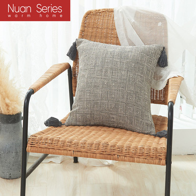 30X50/45X45cm Jastučnica od pamučnog lana obojena pređom s resicama Vruće karirane pruge Jastučnica za jastuk Cojines Decorativos Para Sofa