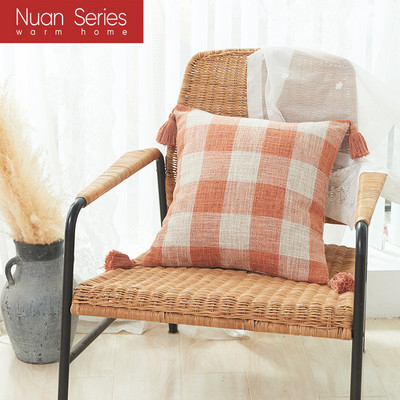 30X50/45X45cm Jastučnica od pamučnog lana obojena pređom s resicama Vruće karirane pruge Jastučnica za jastuk Cojines Decorativos Para Sofa