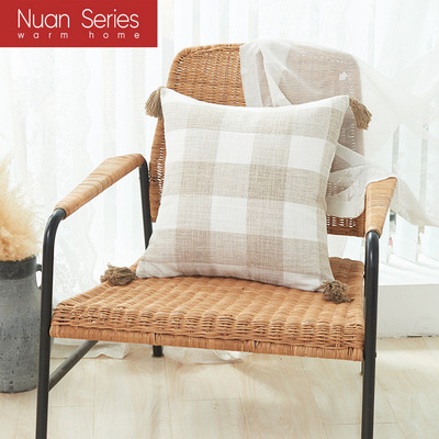 30X50/45X45cm Jastučnica od pamučnog lana obojena pređom s resicama Vruće karirane pruge Jastučnica za jastuk Cojines Decorativos Para Sofa