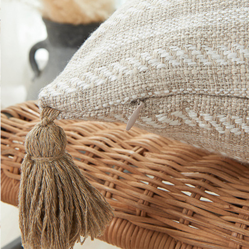 30X50/45X45cm Jastučnica od pamučnog lana obojena pređom s resicama Vruće karirane pruge Jastučnica za jastuk Cojines Decorativos Para Sofa