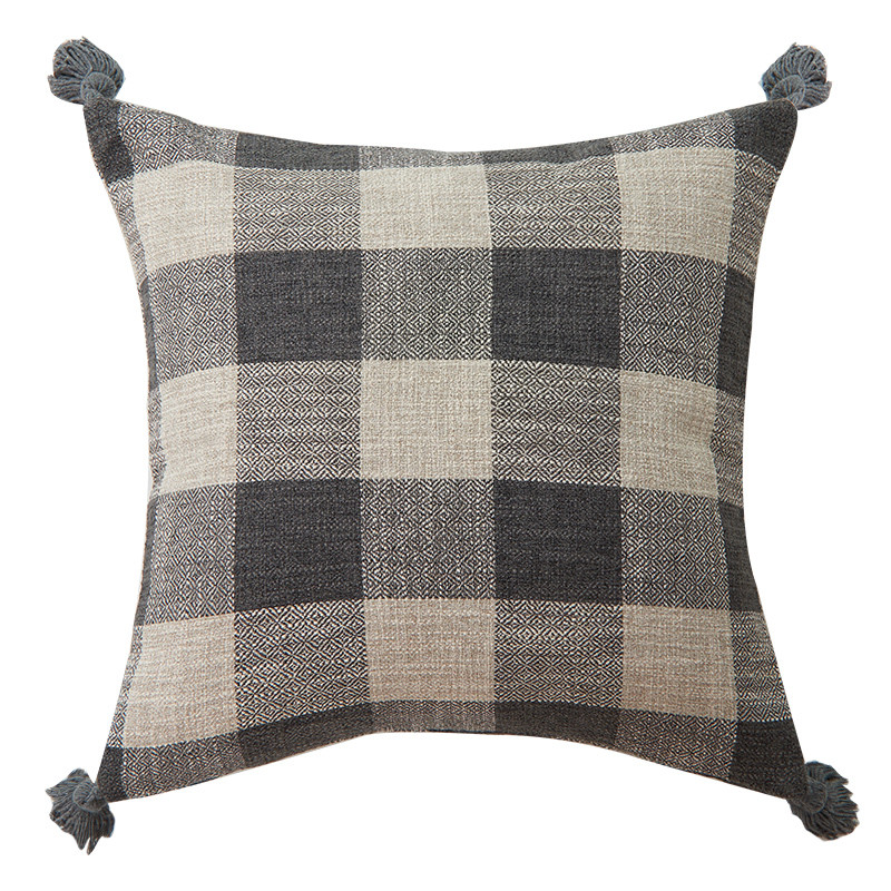 30X50/45X45cm Jastučnica od pamučnog lana obojena pređom s resicama Vruće karirane pruge Jastučnica za jastuk Cojines Decorativos Para Sofa