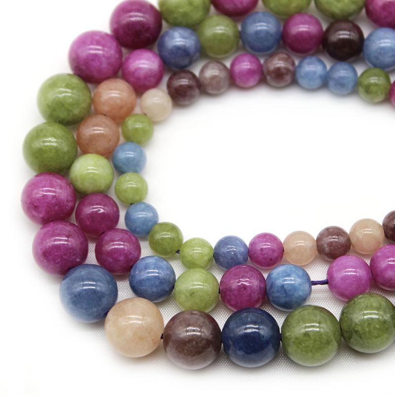 Prirodni kamen, glatki šareni turmalin, okrugle labave perle za izradu nakita DIY šarm, ogrlica, narukvice, dodatak 6/8/10 MM