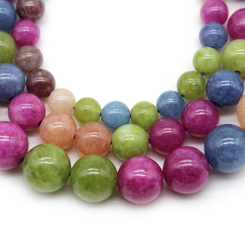 Prirodni kamen, glatki šareni turmalin, okrugle labave perle za izradu nakita DIY šarm, ogrlica, narukvice, dodatak 6/8/10 MM