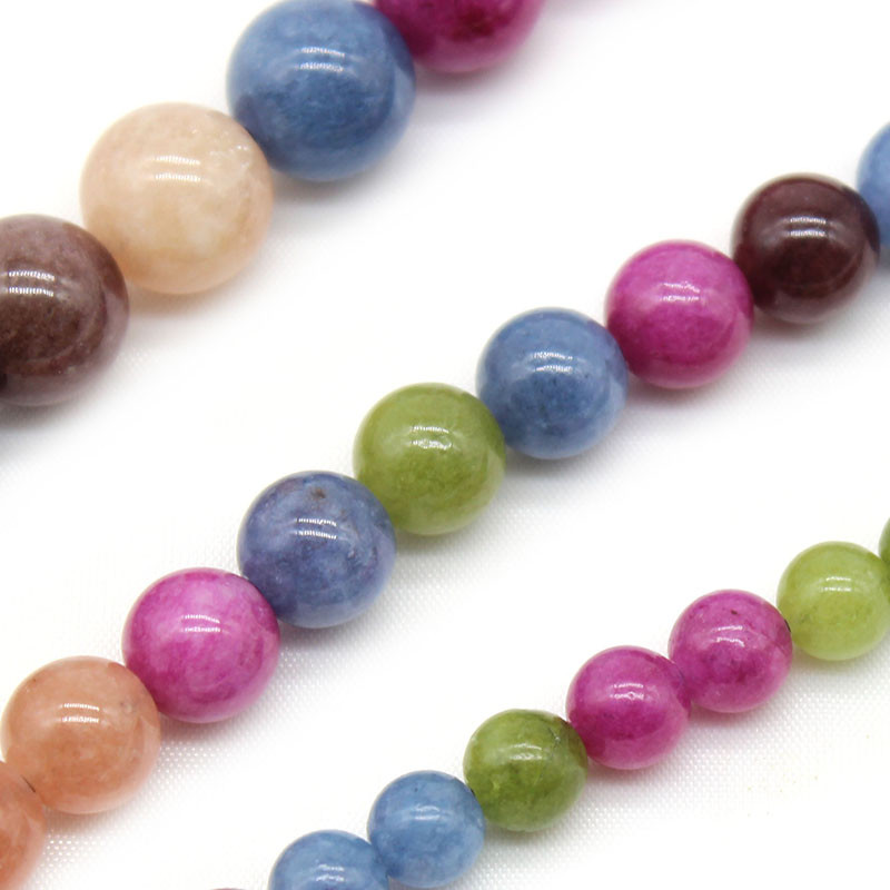 Prirodni kamen, glatki šareni turmalin, okrugle labave perle za izradu nakita DIY šarm, ogrlica, narukvice, dodatak 6/8/10 MM