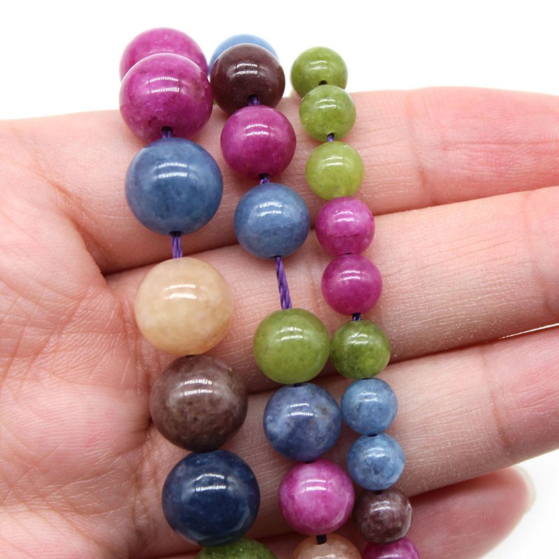 Prirodni kamen, glatki šareni turmalin, okrugle labave perle za izradu nakita DIY šarm, ogrlica, narukvice, dodatak 6/8/10 MM