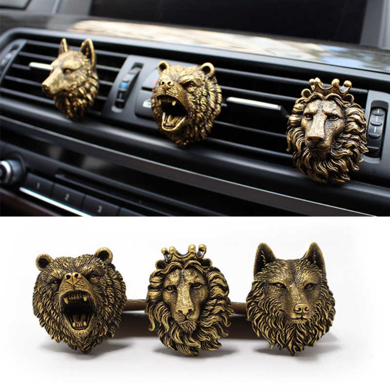 Bear Lion Wolf Shape autós légfrissítő szellőző kapocs aromaterápiás tablettákkal Aromaterápiás gyanta parfüm diffúzor illatdiffúzor