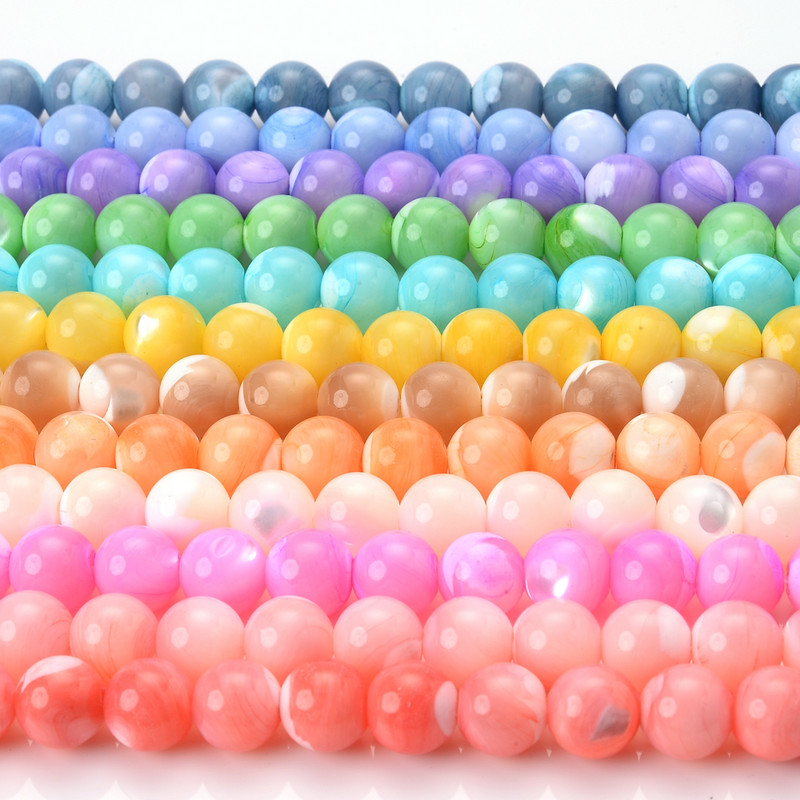 Prirodne školjkaste perle Šarene okrugle biserne labave razmaknice za izradu nakita DIY šarm narukvica ogrlica dodaci 4/6/8 mm