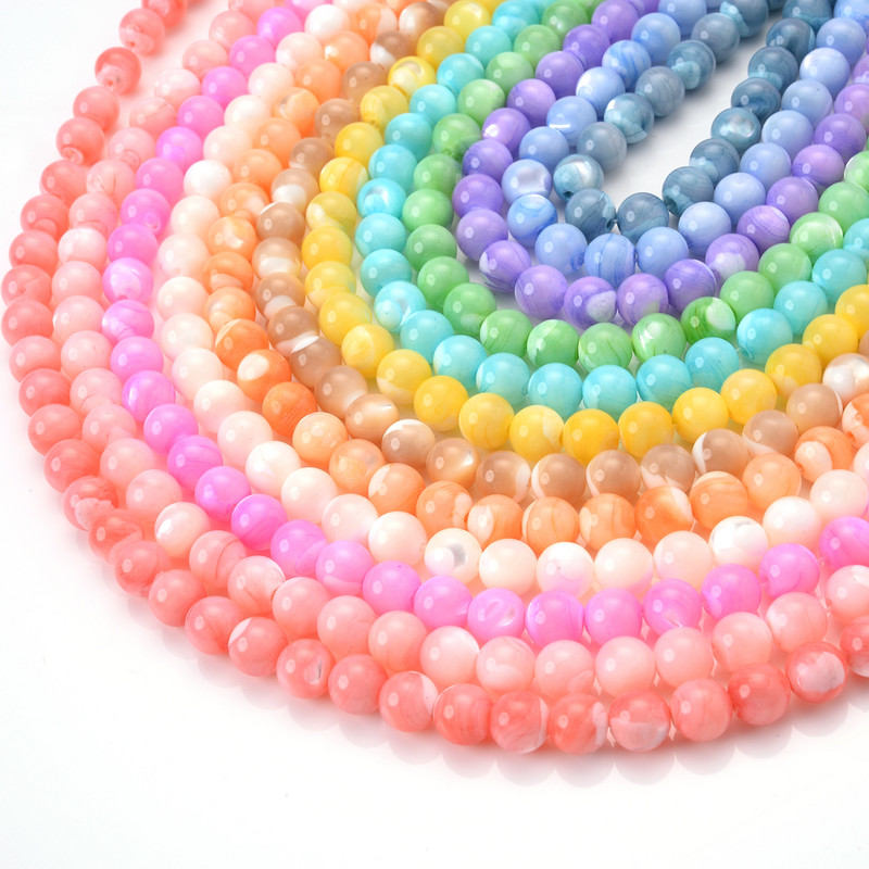 Prirodne školjkaste perle Šarene okrugle biserne labave razmaknice za izradu nakita DIY šarm narukvica ogrlica dodaci 4/6/8 mm