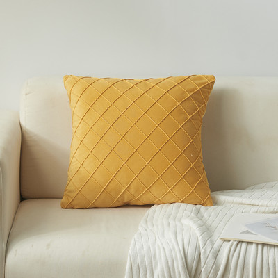 Luksuzni modni karirani vez, žuti baršun, geometrijski jastuci, jastučnice, jastučnice, jastučnice, kućni ukrasni jastuk za kauč