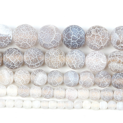 Мъниста от естествен камък Frost Grey Cracked Dream Fire Dragon Veins Агатови мъниста за изработка на бижута Направи си сам гривни 4/6/8/10/12 мм