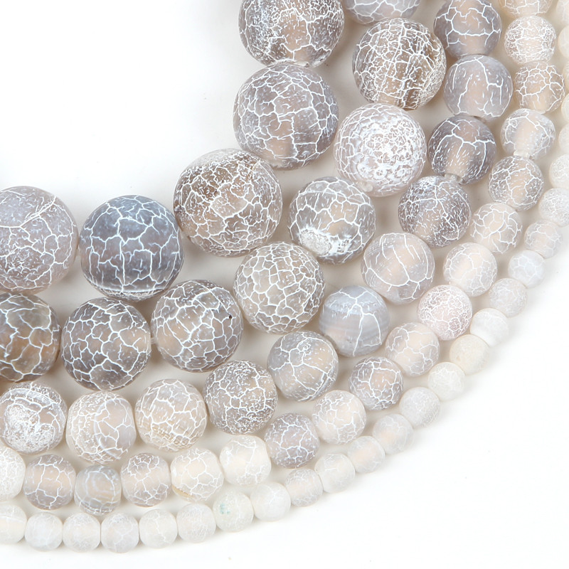 Perle od prirodnog kamena Frost Grey Napuknute Dream Fire Dragon Veins Agates Perle za izradu nakita DIY narukvice 4/6/8/10/12 mm